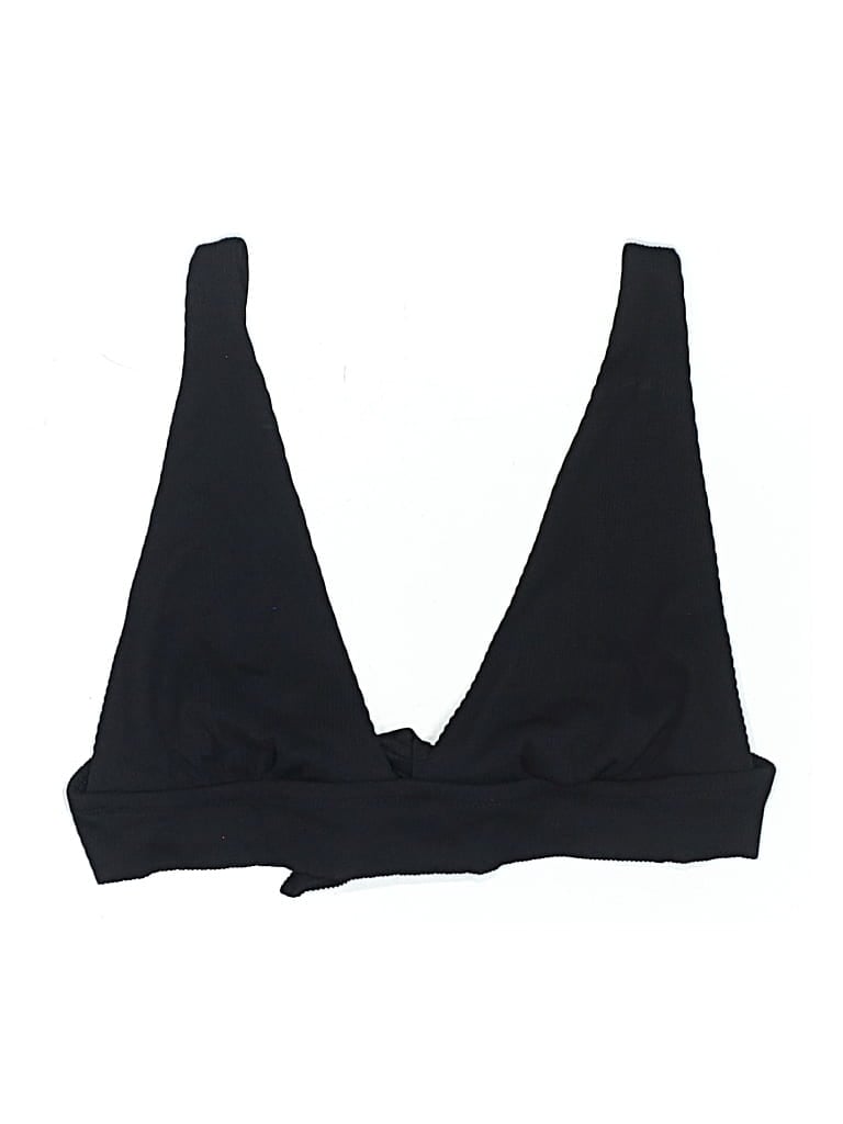 Pre-owned Aerie Swimsuit Top Black Solid Pattern Swimwear