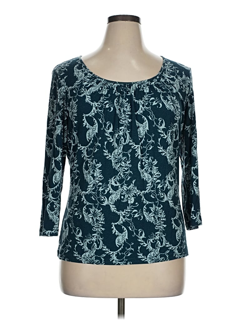 Pre-owned Talbots 3/4 Sleeve Top Teal Boatneck Tops