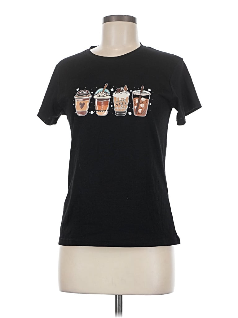 Pre-owned Shein Short Sleeve T-shirt In Black