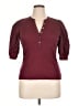 Veronica Beard Burgundy Short Sleeve Henley Size XL - photo 1