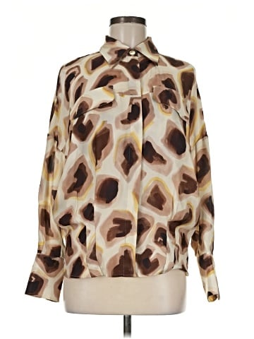 Massimo Dutti Long Sleeve Silk Top (view 1)