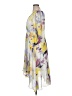 DKNY 100% Polyester Print Yellow Cocktail Dress Size 14 - photo 5