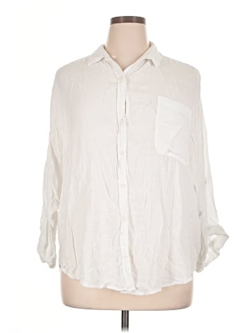 American Eagle Outfitters 3/4 Sleeve Button-Down Shirt (view 1)