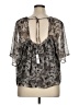 Ann Taylor LOFT 100% Polyester Animal Print Gray Short Sleeve Blouse Size XL - photo 2