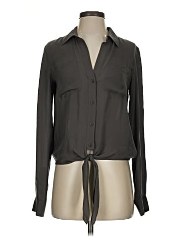 Theory Long Sleeve Silk Top (view 1)
