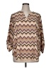 Maurices 100% Polyester Chevron-herringbone Tan 3/4 Sleeve Blouse Size 1X - photo 1
