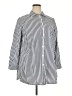 Roaman's Stripes Silver 3/4 Sleeve Button-Down Shirt Size 18 - photo 1