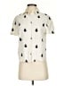 Zara Hearts Ivory Short Sleeve Button-Down Shirt Size S - photo 1