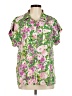 Emily Wonder 100% Polyester Floral Green Short Sleeve Blouse Size M - photo 1