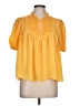 Rose + Olive 100% Polyester Yellow Short Sleeve Blouse Size L - photo 1