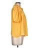 Rose + Olive 100% Polyester Yellow Short Sleeve Blouse Size L - photo 4