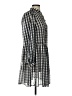 H&M 100% Polyester Checkered-gingham Gray Casual Dress Size S - photo 4