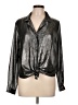 ASOS Design 100% Polyamide Metallic Silver Long Sleeve Blouse Size 12 - photo 1