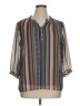 Christopher & Banks 100% Polyester Stripes Gray Ivory 3/4 Sleeve Blouse Size XL (petite) - photo 1