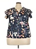 Unbranded 100% Polyester Floral Blue Short Sleeve Blouse Size 3X - photo 1