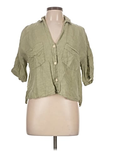 Zara 3/4 Sleeve Button-Down Shirt (view 1)