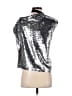 RtA Denim Metallic Silver Short Sleeve Top Size P (petite) - photo 2