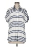 BeachLunchLounge Stripes Blue Gray Short Sleeve Blouse Size M - photo 1