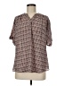 Worthington 100% Polyester Houndstooth Brown Short Sleeve Blouse Size M (petite) - photo 1
