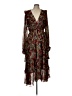 Hale Bob 100% Polyester Floral Brown Cocktail Dress Size L (estimated) - photo 1