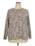 Lands' End 100% Cotton Animal Print Silver Long Sleeve Blouse Size 2X - photo 1