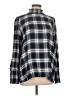 Ann Taylor LOFT Plaid Gray Long Sleeve Blouse Size L - photo 1
