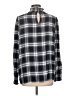 Ann Taylor LOFT Plaid Gray Long Sleeve Blouse Size L - photo 2