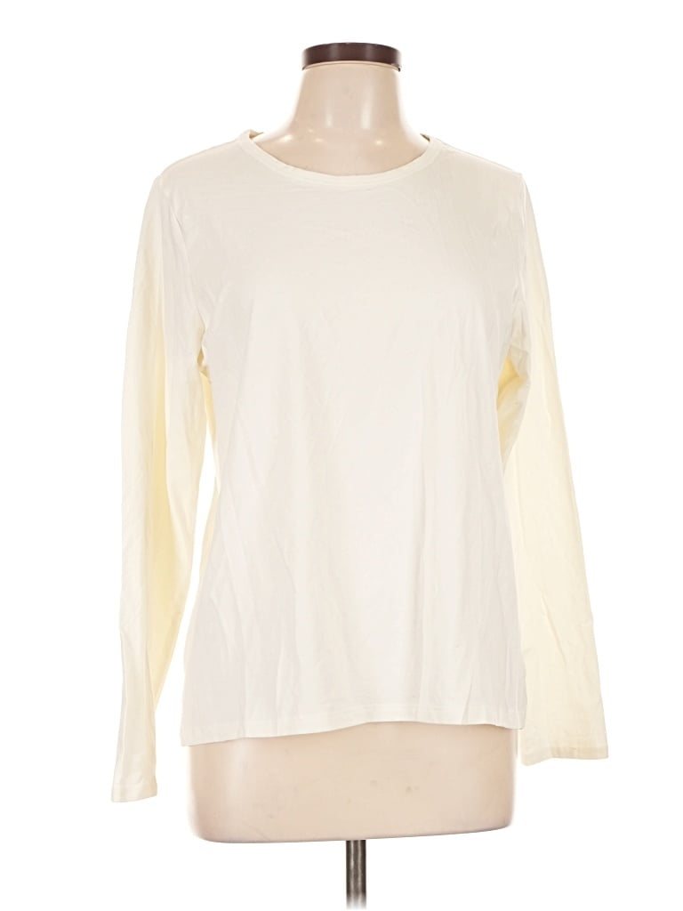 Pre-owned Lands' End Long Sleeve T-shirt In Ivory
