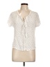 Aqua 100% Viscose Polka Dots Ivory Short Sleeve Blouse Size L - photo 1