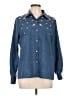 Shein Stars Blue Long Sleeve Blouse Size L - photo 1