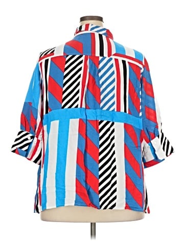 Ulla Popken 3/4 Sleeve Button-Down Shirt (view 2)