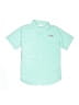 Columbia 100% Polyester Solid Teal Short Sleeve Button-Down Shirt Size 10 - 12 - photo 1
