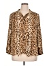 J.Crew 100% Polyester Animal Print Brown Long Sleeve Blouse Size XL - photo 1