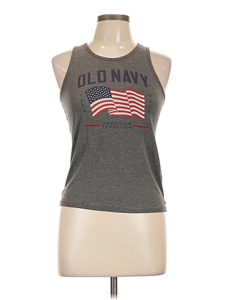 Pre-owned Old Navy Tank Top Gray Halter Neckline Tops