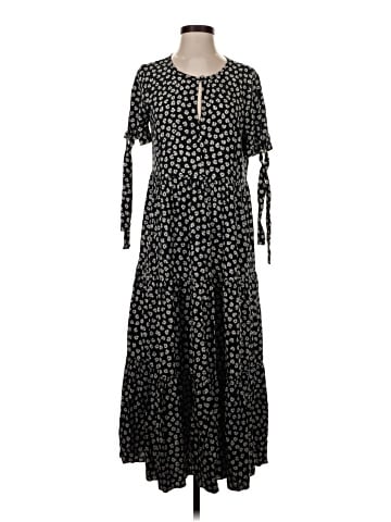 Madewell Tie-Sleeve Tiered Midi Dress in Woodcut Flowers (view 1)