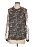 J.Crew Collection 100% Silk Animal Print Silver Long Sleeve Silk Top Size 12 - photo 1