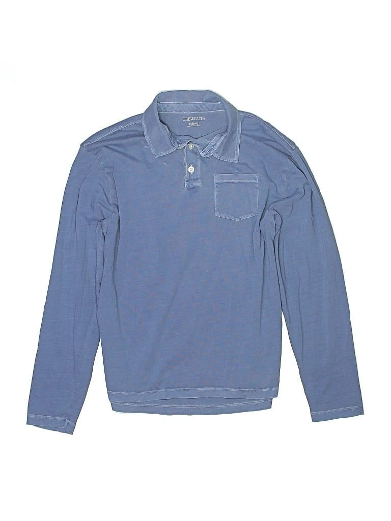 Pre-owned Crewcuts Kids' Long Sleeve Button Down Shirt In Blue