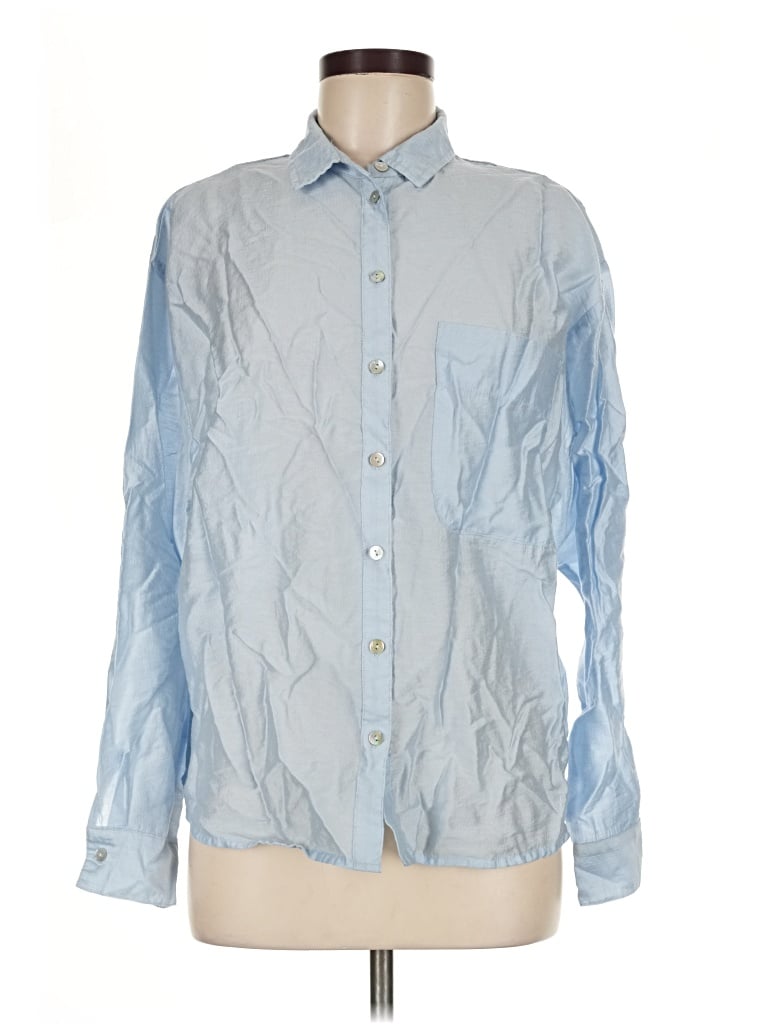 Pre-owned A New Day Long Sleeve Button Down Shirt In Blue