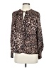 MNG 100% Polyester Animal Print Brown Long Sleeve Blouse Size 4 - photo 1