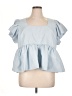 Express 100% Polyester Blue Short Sleeve Top Size XL - photo 1