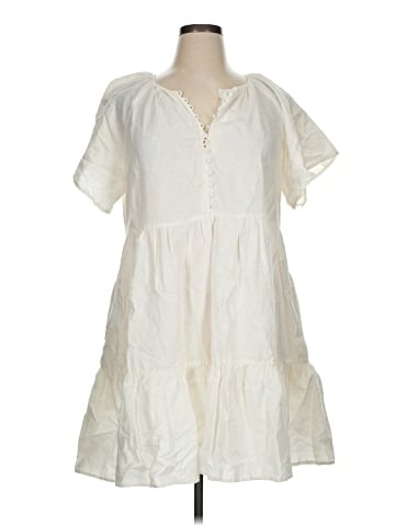 Madewell Linen-Blend Flutter-Sleeve Tiered Mini Dress (view 1)