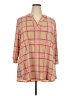 Honeyme 100% Polyester Plaid Orange Red 3/4 Sleeve Blouse Size XXXL - photo 1