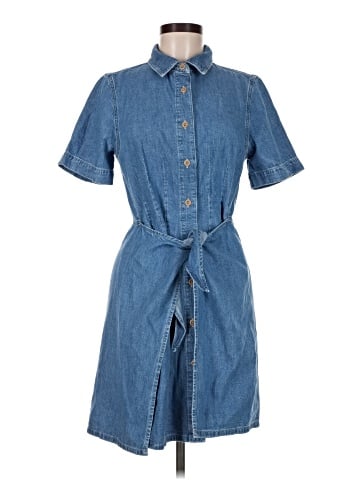 Madewell Denim Overlay Mini Shirtdress in Caulk Wash (view 1)