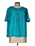 Rose + Olive Teal Short Sleeve Blouse Size L - photo 1