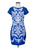 Quinn Graphic Blue Cocktail Dress Size S - photo 1