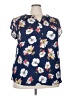 Papermoon 100% Polyester Floral Blue Short Sleeve Blouse Size 3X - photo 1