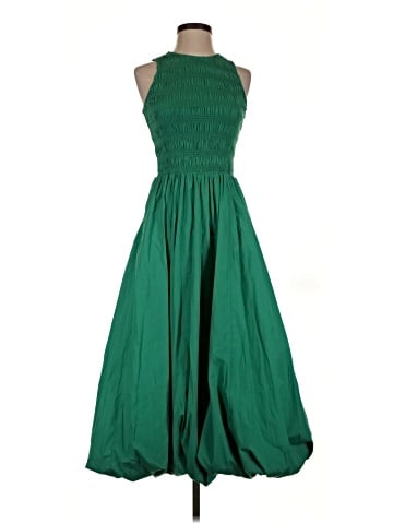 Madewell The Melody Bubble-Hem Smocked Midi Dress in Poplin (view 1)