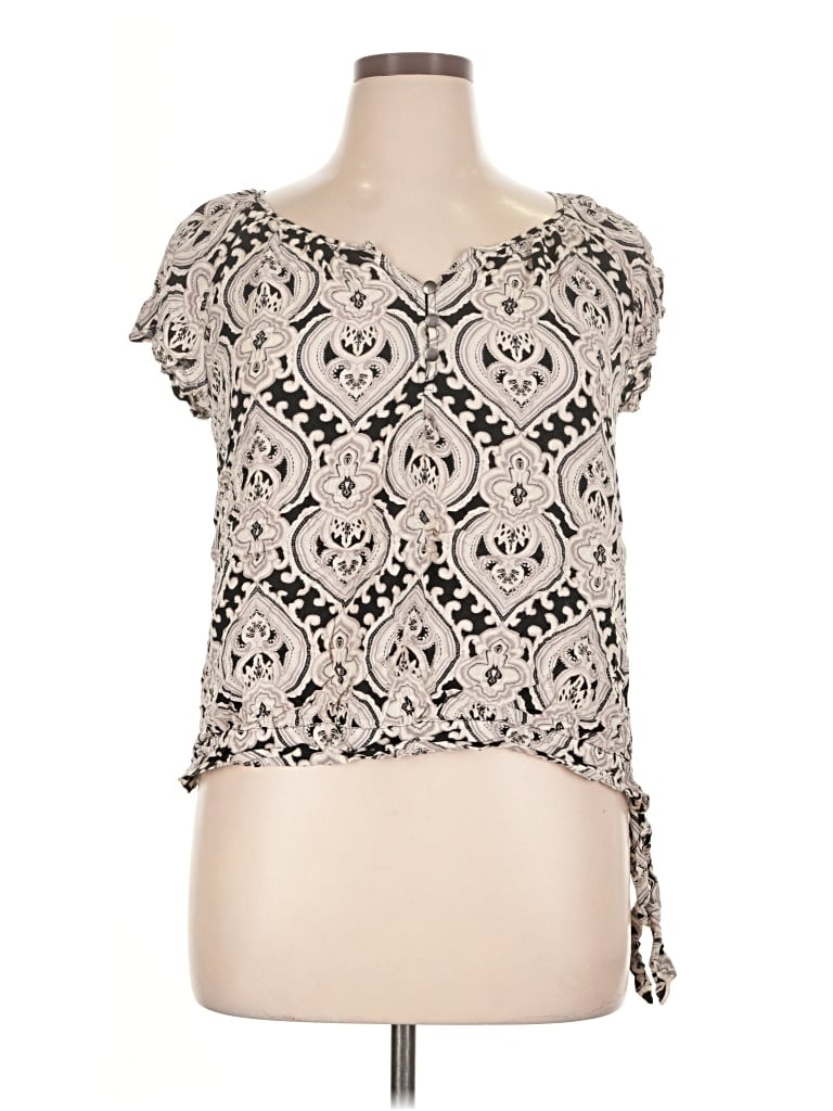 Pre-owned Apt. 9 Short Sleeve Blouse In Ivory