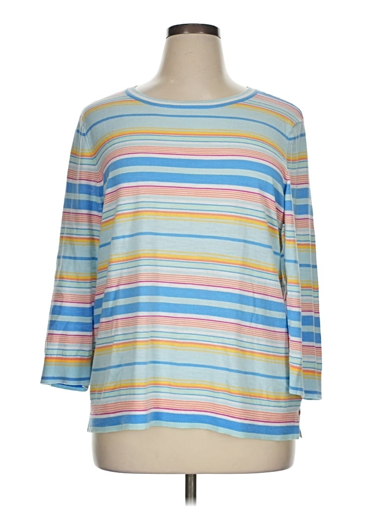 Pre-owned Talbots Outlet 3/4 Sleeve T-shirt In Blue