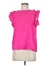 Assorted Brands 100% Polyester Solid Pink Short Sleeve Top Size M - photo 1
